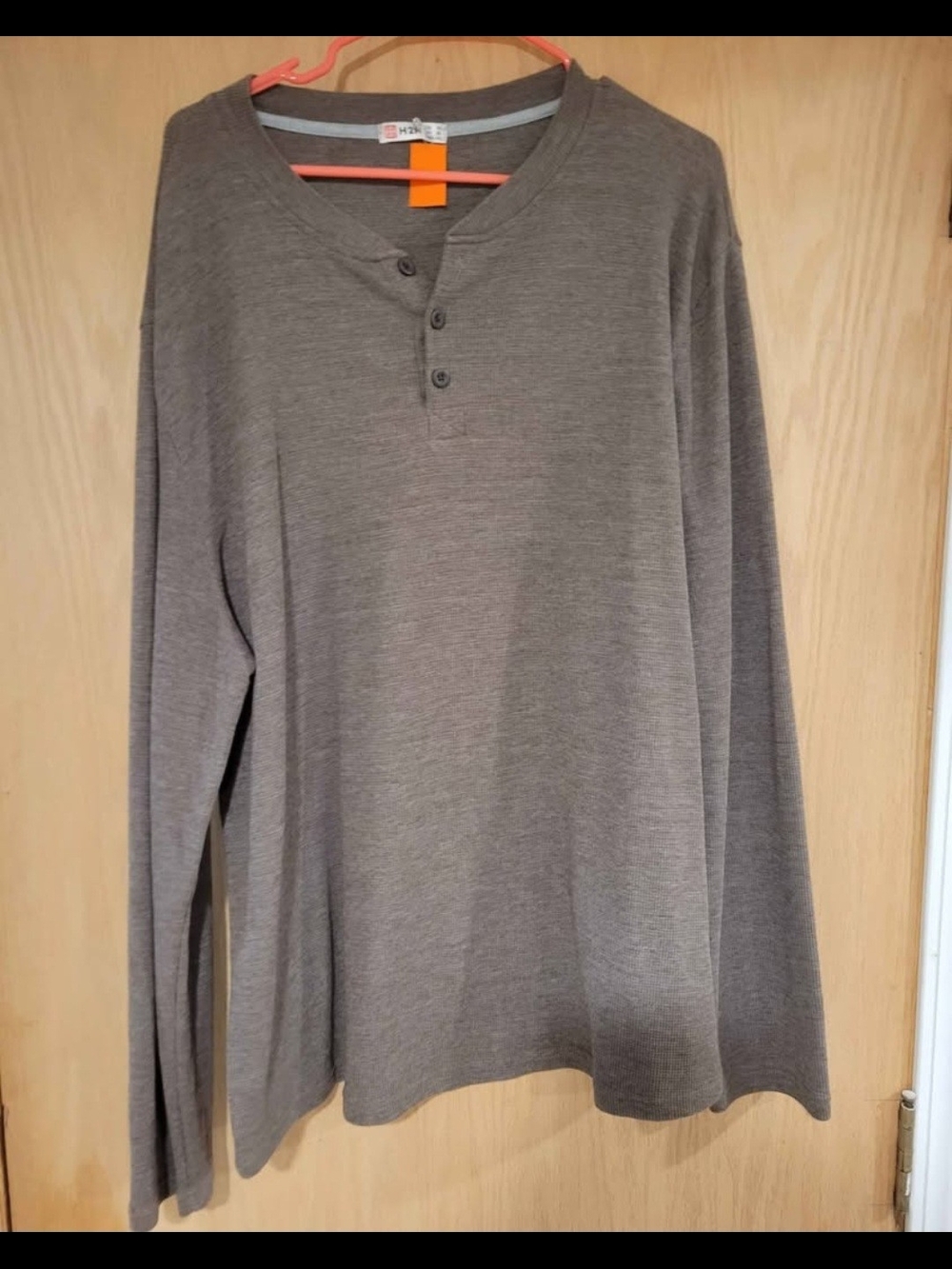 Classic Long-Sleeve Henley Shirt - Brown Size 3XL